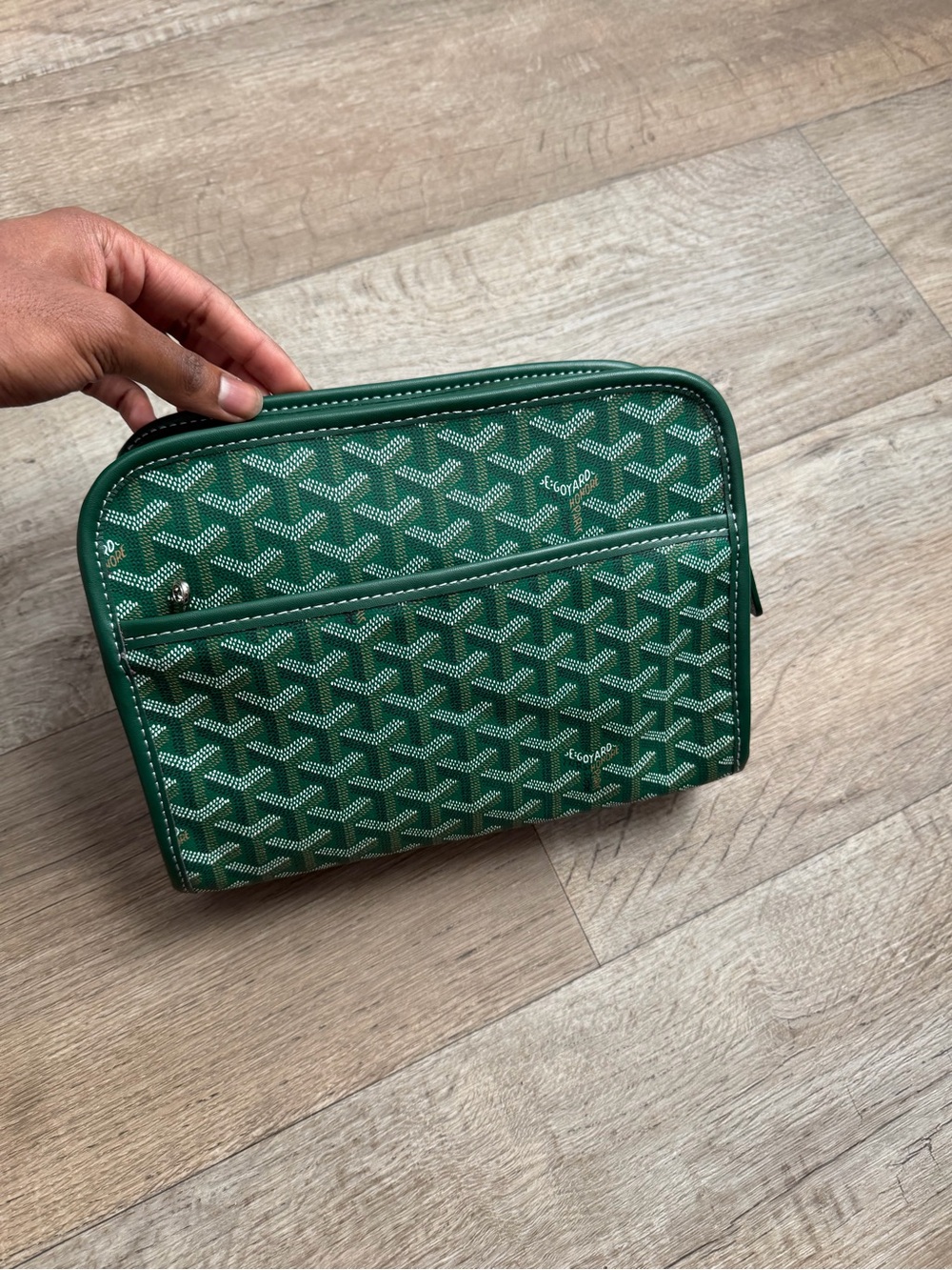 Goyard Green Patterned Cosmetic Pouch